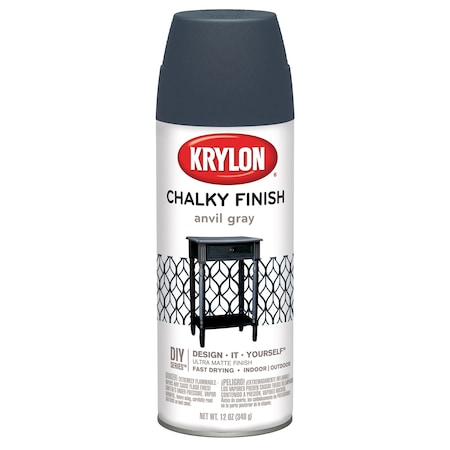 Krylon Interior Paint, Matte, Gray, 12 oz K04104007